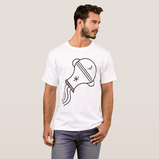 Aquarius zodiac sterbord zwart en goud t-shirt (Voorkant volledig)