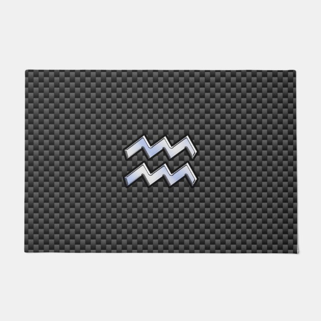 Aquarius Zodiac Symbol Carbon Fiber Decor Deurmat (Voorkant)