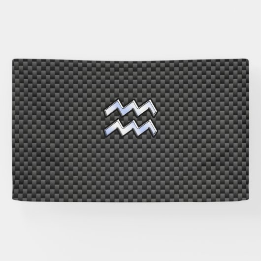 Aquarius Zodiac Symbol Carbon Fiber Decor Spandoek (Horizontaal)