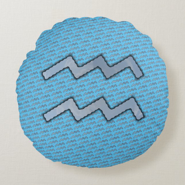 Aquarius Zodiac Symbol Element van Kenneth Yoncich Rond Kussen (Voorkant)