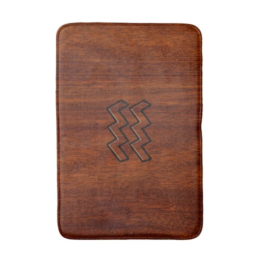 Aquarius Zodiac Symbol Mahogany Wood Style Badmat (Voorkant Verticaal)