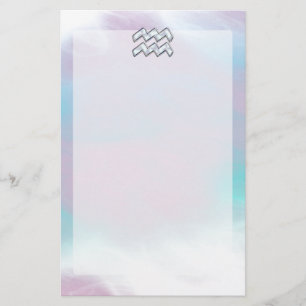 Aquarius Zodiac Symbool op moeder van het pareldec Briefpapier