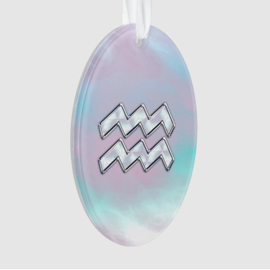 Aquarius Zodiac Symbool op moeder van het pareldec Ornament (voorkant)