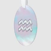 Aquarius Zodiac Symbool op moeder van het pareldec Ornament (voorkant)