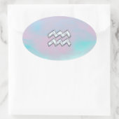 Aquarius Zodiac Symbool op moeder van Parelaas Ovale Sticker (Tas)
