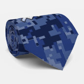 Aquarius Zodiac Symbool op Navy Digital Camouflage Stropdas (Opgerold)