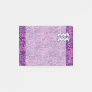 Aquarius Zodiac-symbool op roze digitale camouflag Post-it® Notes