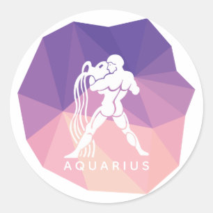 Aquarius zodiac teken 3d sticker. ronde sticker