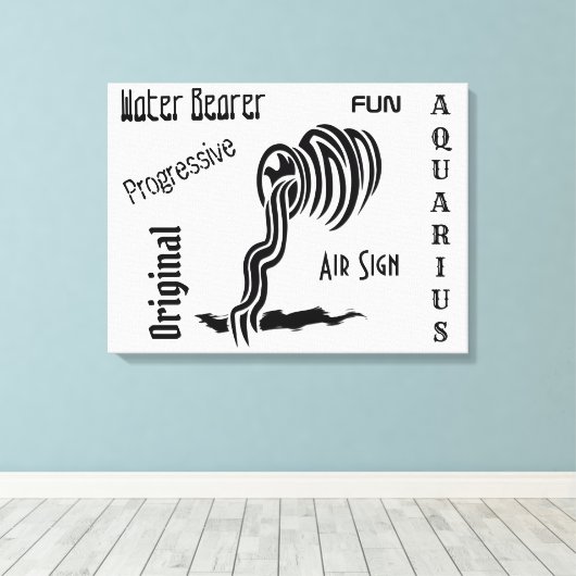 Aquarius Zodiac-teken en -symbool Canvas Afdruk (Insitu (Houten vloer))
