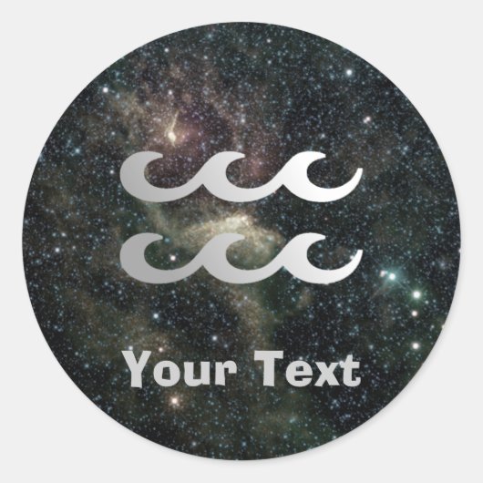 Aquarius Zodiac Universum Naam Gift Label Bookplat (Voorkant)
