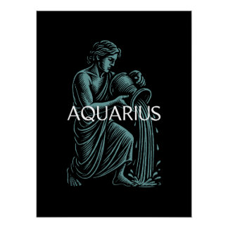 Aquarius Zodiac – Vintage Water Bearer Perfect Poster
