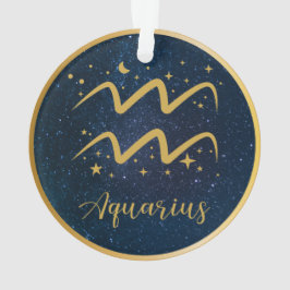 Aquarius zodiasymbool gouden sterren gepersonalise ornament