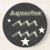 Aquariussymbool Zandsteen Onderzetter (Voorkant)