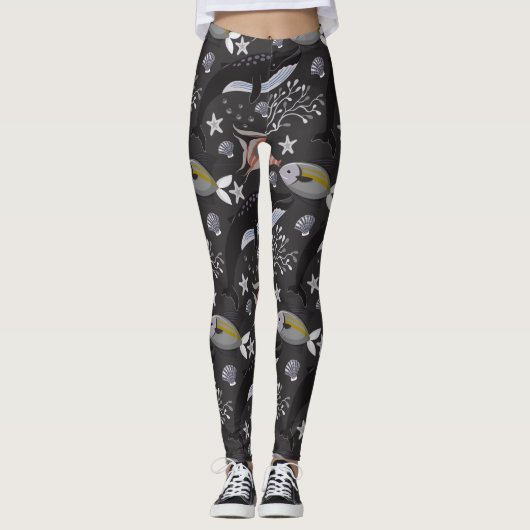 Aquatic animals pattern | ocean underwater life 20 leggings (Voorkant)