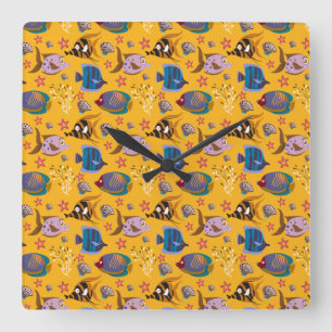 Aquatic animals pattern   ocean underwater life 6 vierkante klok