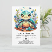 Aquatic Digitale Whimsy Turtle Jongen Verjaardag Kaart (Staand voorkant)