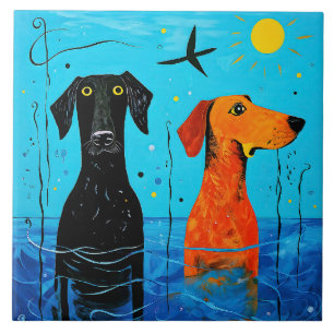 Aquatic Duo of Joy beroemd gemaakt door Surreal Co Tegeltje