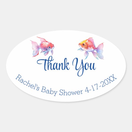 Aquatic Friends Baby shower Hartelijk dank Ovale Sticker (Voorkant)