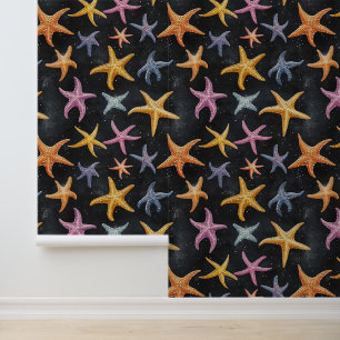 Aquatic Starfish Zee Creature Drawing Pattern Behang