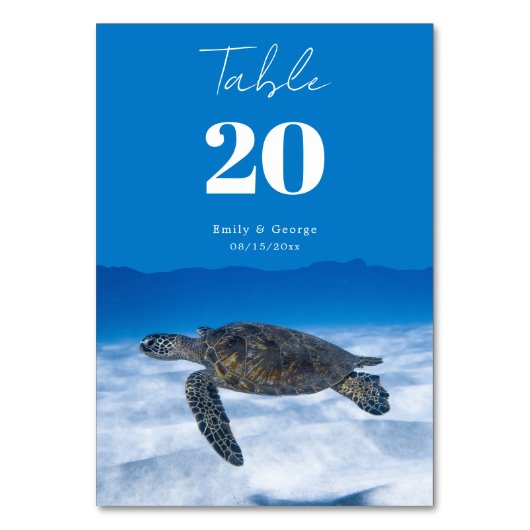 Aquatic Turtle Coastal bruiloft Navy Underwater Kaart (Voorkant)
