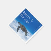 Aquatic Turtle Coastal bruiloft Navy Underwater Servet (Hoek)