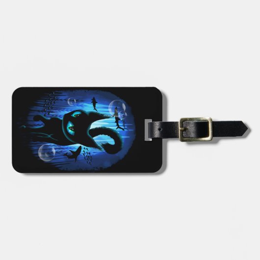 Aquaticat - Surreal Cat in Deep Ocean Fantasy Bagagelabel (Voorkant horizontaal)