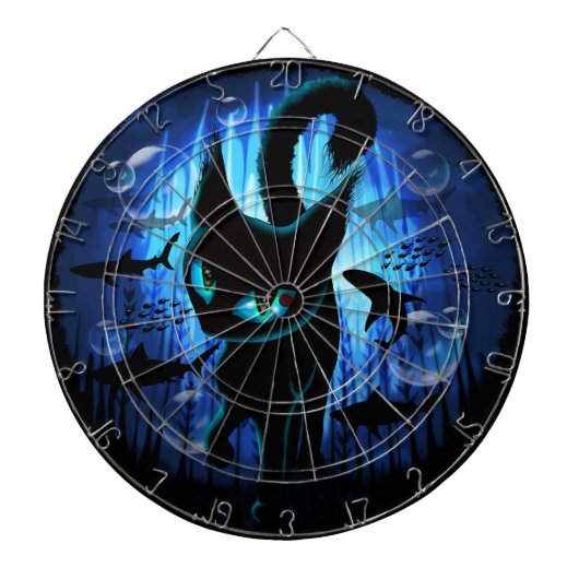 Aquaticat - Surreal Cat in Deep Ocean Fantasy Dartbord (Voorkant)
