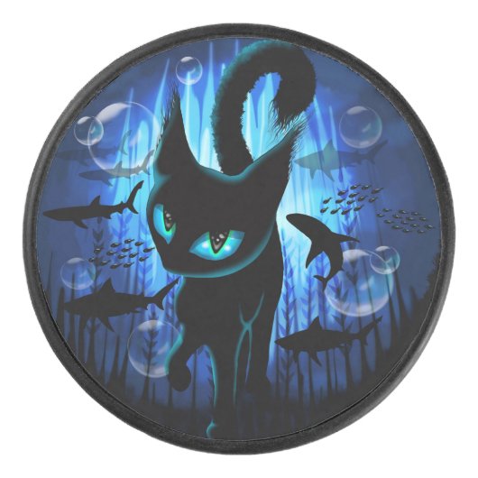 Aquaticat - Surreal Cat in Deep Ocean Fantasy Hockey Puck (Voorkant)