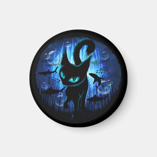 Aquaticat - Surreal Cat in Deep Ocean Fantasy Magneet (Voorkant)