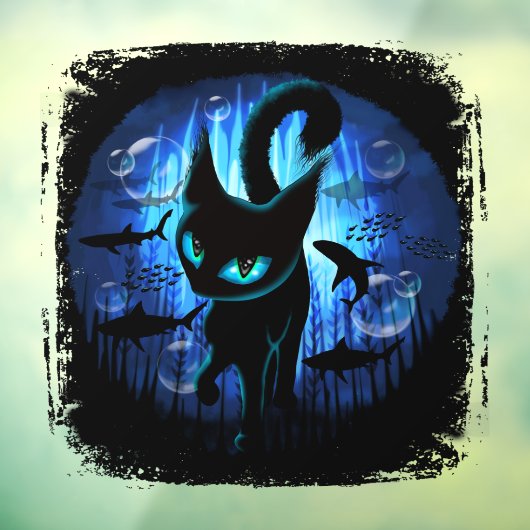 Aquaticat - Surreal Cat in Deep Ocean Fantasy Raamsticker (Vel 3)