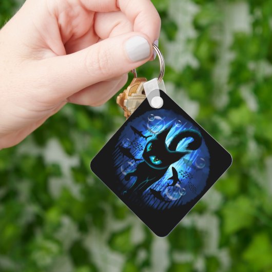 Aquaticat - Surreal Cat in Deep Ocean Fantasy Sleutelhanger (Hand)