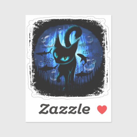 Aquaticat - Surreal Cat in Deep Ocean Fantasy Sticker (Vel)