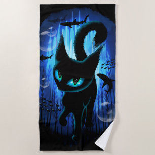 Aquaticat - Surreal Cat in Deep Ocean Fantasy Strandlaken