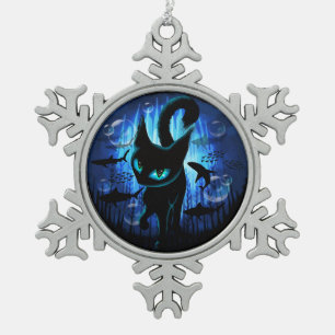 Aquaticat - Surreal Cat in Deep Ocean Fantasy Tin Sneeuwvlok Ornament