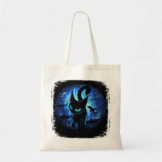 Aquaticat - Surreal Cat in Deep Ocean Fantasy Tote Bag (Voorkant)