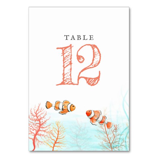 Aquatische bruiloft koraal en clownvis waterverf kaart (Voorkant)