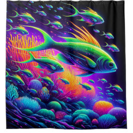Aquatische dans: Neon Serenity Curtain Douchegordijn