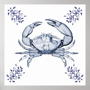 Aquatische Kunst ~ Stenen Krab Poster