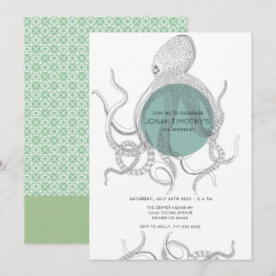 Aquatische octopus   Verjaardag Uitnodigen Kaart