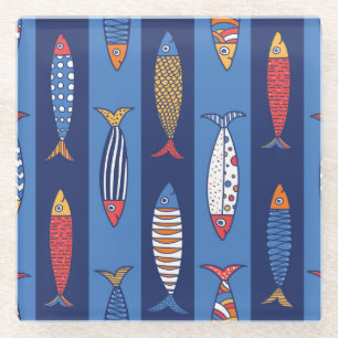 Aquatische Speeltijd: Kinderen Fish Fantasy Glazen Onderzetter