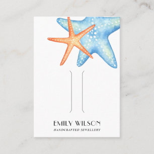 AQUATISCHE STAR FISH BLUE RED HAIR CLIP DISPLAY CA VISITEKAARTJE
