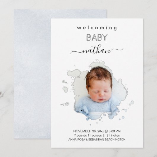 *~* AR21 Artsy Photo BOY Girl Faire-part (Devant / Derrière)