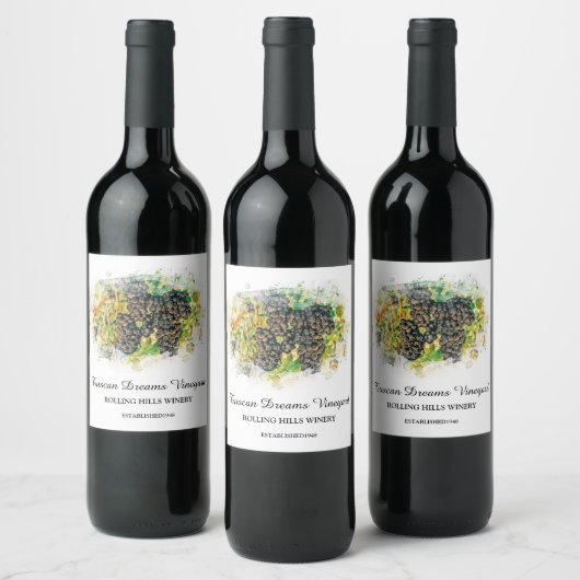 *~* AR21 Winery Wine Cellar Grape Cluster Vineyard Wijn Etiket (Flessen)