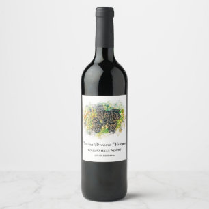 *~* AR21 Winery Wine Cellar Grape Cluster Vineyard Wijn Etiket