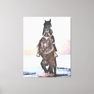 *~* AR22 Waterverf Vrouw Paard Strand Paardachtige Canvas Afdruk