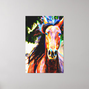*~* AR22 Zwart Mane Paard Paard Paardenkunst Canva Canvas Afdruk