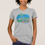 ** AR23 Monet Lily Pad Pad Painting Grey T-shirt<br><div class="desc">GRAY / GRIS POUR FEMMES COURT SLEEVE Classic Monet et étang de nénuphars. Les Lys Monet / Lotus sont roses. Élégant Élégant Élégant Feminine Romantique Ephémère Florale Peinture Artistique Unique Créatif Moderne et Romantique Design Vintage. (RECHERCHE AR23 pour des modèles similaires) Le est un Country Shabby Chic, Feminine Girly Design...</div>