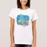 ** AR23 Monet Lily Pads Pond Painting T-shirt<br><div class="desc">White WOMEN's SHORT SLEEVE Classic Monet et bassin de nénuphars. Les Lys Monet / Lotus sont roses. Élégante Élégante Femme Romantique Éphémère Florale Peinture Artistique Unique Créatif Moderne et Romantique Design Vintage. (RECHERCHE AR23 pour des modèles similaires) Le est un Country Shabby Chic, Feminine Girly Design . Ce design est...</div>
