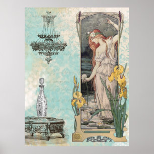 * AR23 Victoriaans damesbloemen Art Nouveau Poster