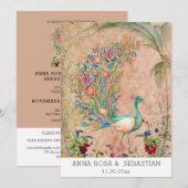 *~* AR24  QR RSVP Victoriaans Peacock Wedding Kaart (Voorkant / Achterkant)